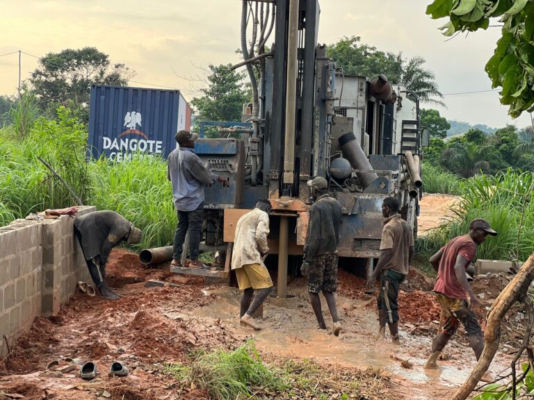 Borehole Drilling with machine for pump 1 by Araeli Aid Foundation Image at Obeagu